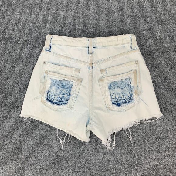 7 For All Mankind Ocean Avenue Shorts Womens 25 Distressed High Rise Button Fly - Picture 5 of 14